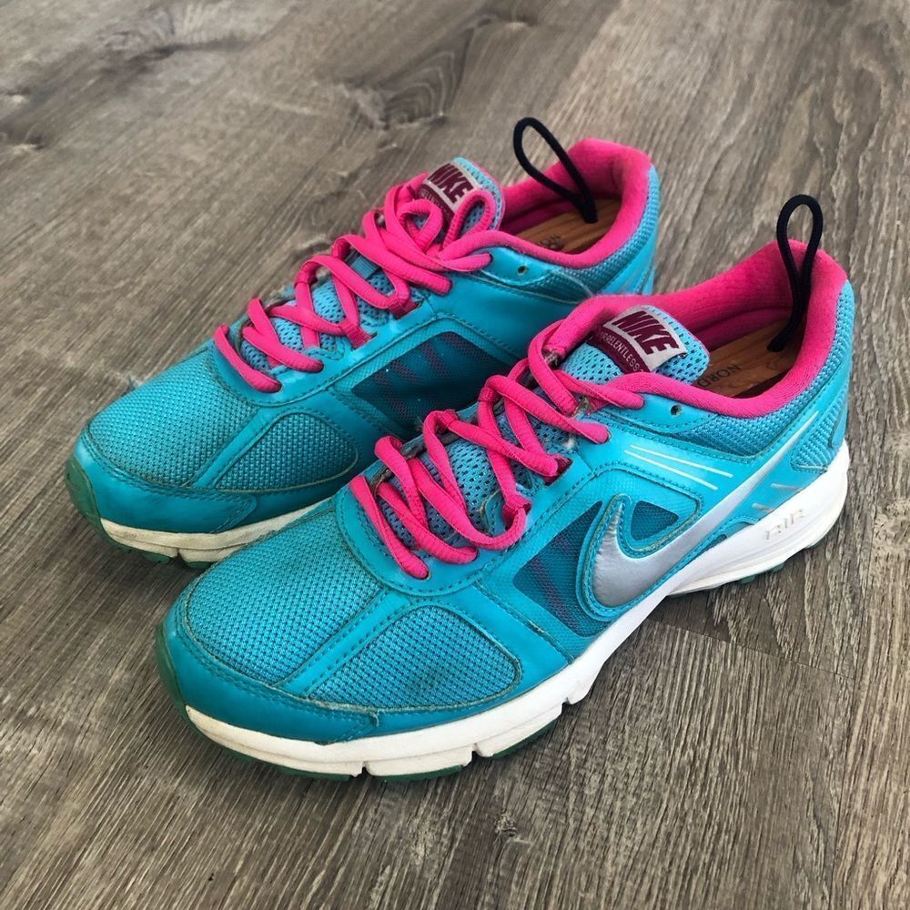 Nike Air Relentless 3 Womens Blue Pink Athletic Running Shoes Sneakers‎ Size 7
